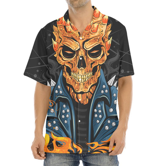 Fire Punk Devil Print Aloha Shirt