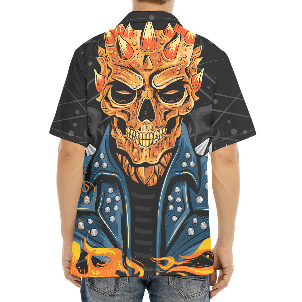 Fire Punk Devil Print Aloha Shirt
