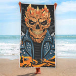 Fire Punk Devil Print Beach Towel