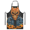 Fire Punk Devil Print Bib Apron With Pocket