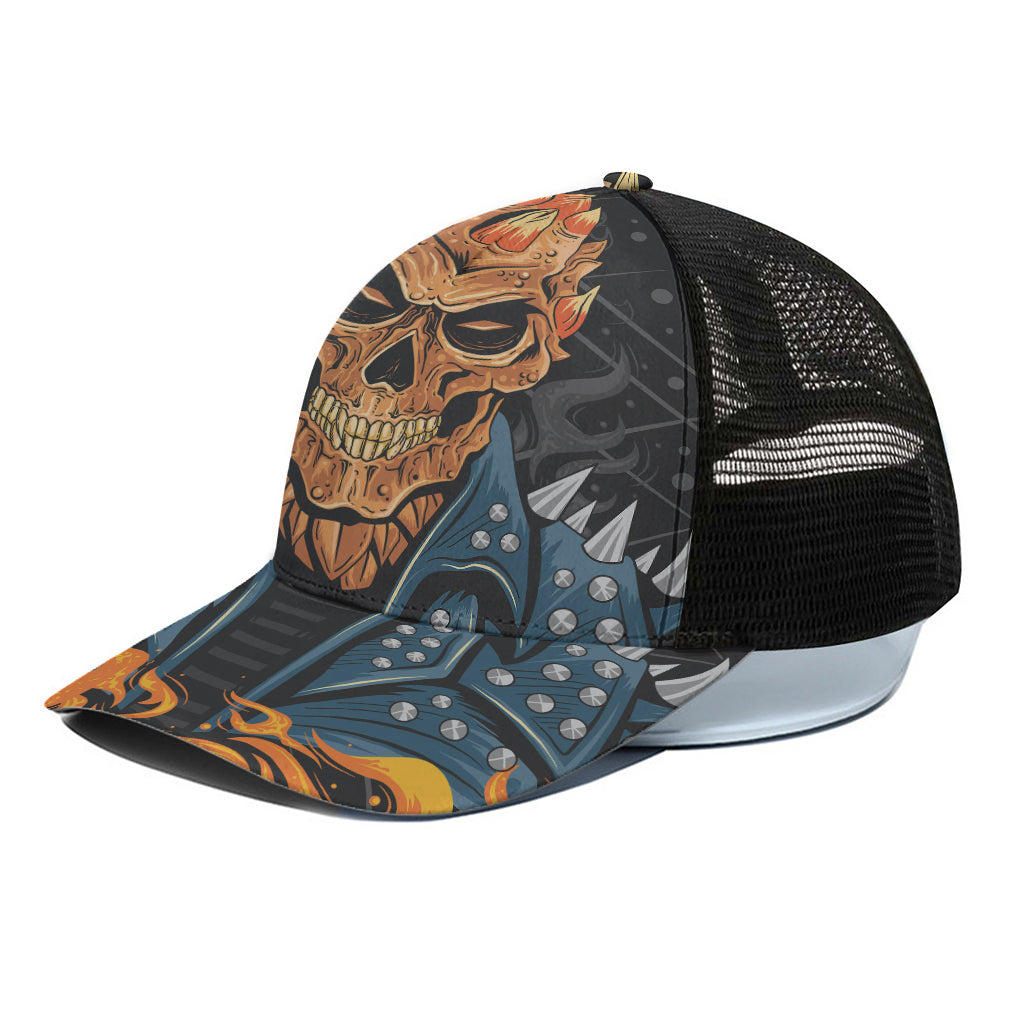 Fire Punk Devil Print Black Mesh Trucker Cap