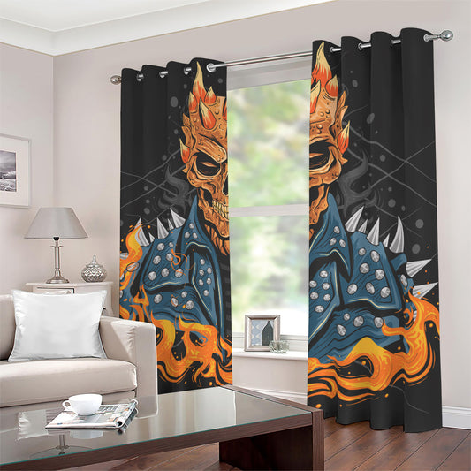 Fire Punk Devil Print Blackout Grommet Curtains