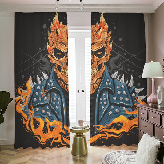 Fire Punk Devil Print Blackout Pencil Pleat Curtains
