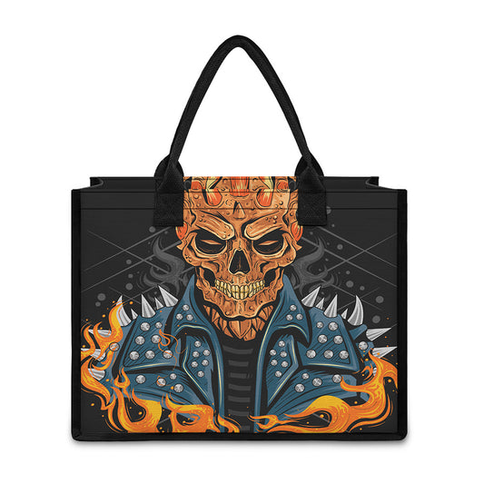 Fire Punk Devil Print Canvas Tote Bag