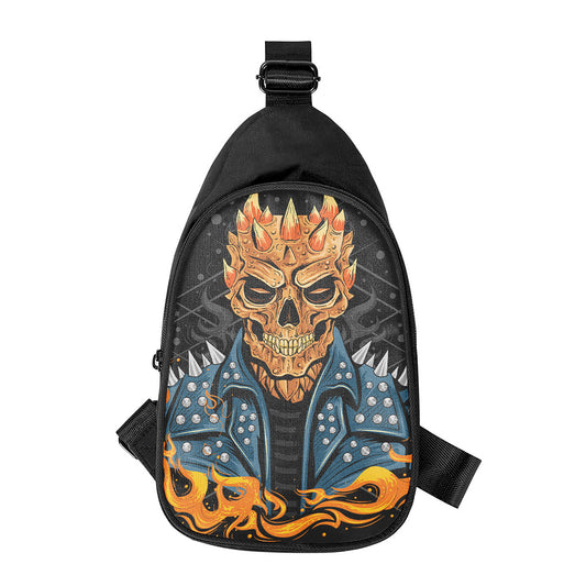 Fire Punk Devil Print Chest Bag