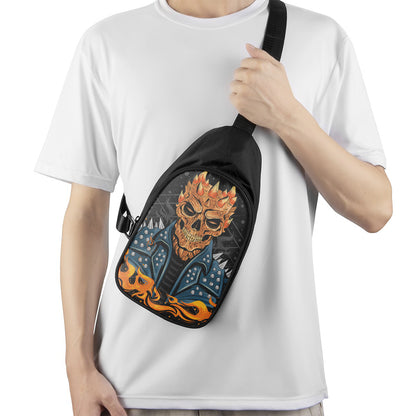 Fire Punk Devil Print Chest Bag