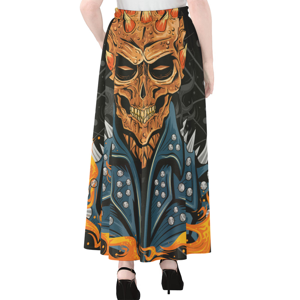 Fire Punk Devil Print Chiffon Maxi Skirt