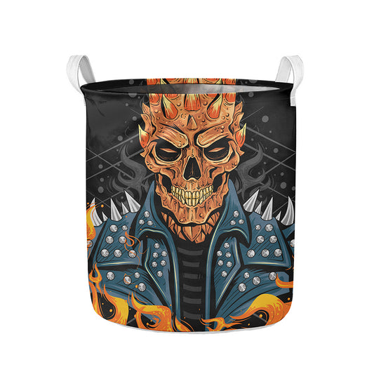 Fire Punk Devil Print Collapsible Laundry Basket