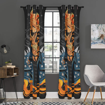 Fire Punk Devil Print Curtain