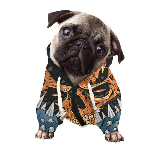 Fire Punk Devil Print Dog Zip Up Hoodie