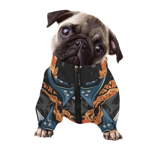 Fire Punk Devil Print Dog Zip Up Jacket