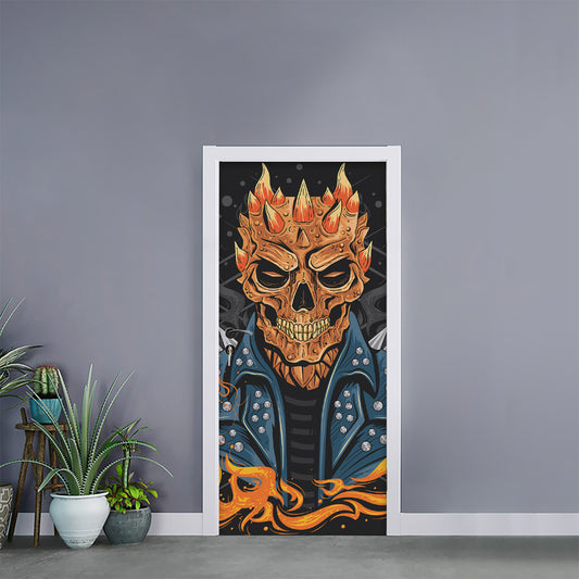 Fire Punk Devil Print Door Sticker