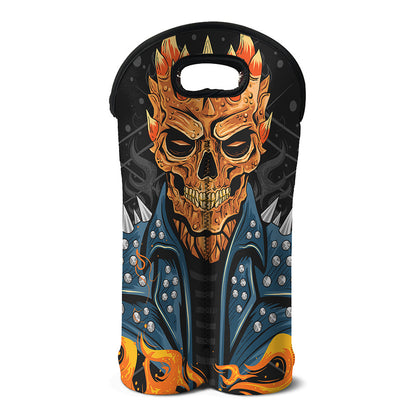 Fire Punk Devil Print Double Neoprene Wine Tote