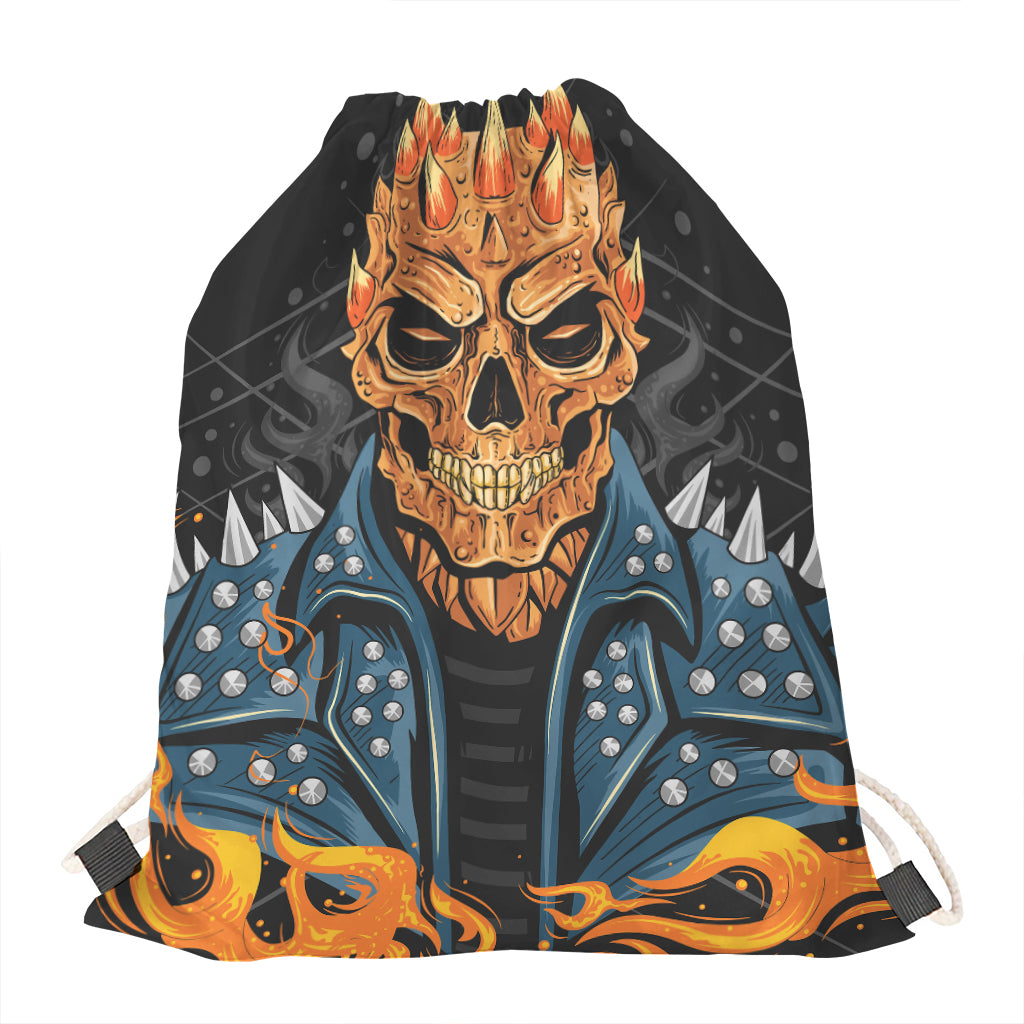 Fire Punk Devil Print Drawstring Bag