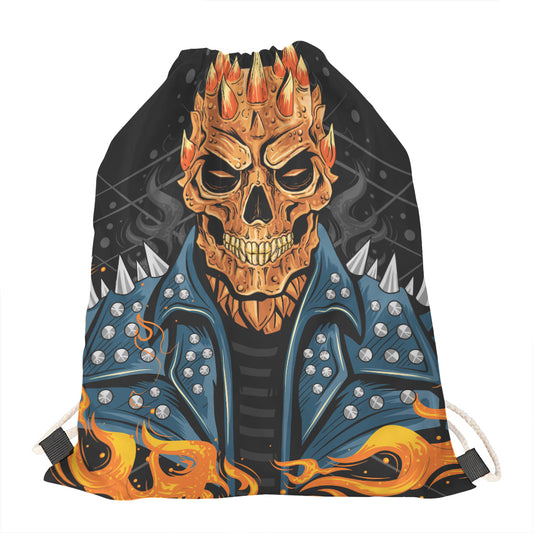 Fire Punk Devil Print Drawstring Bag