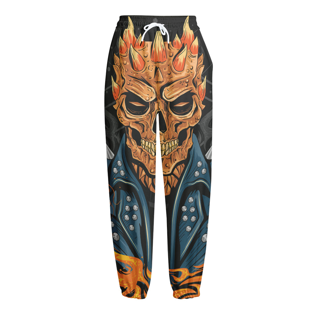 Fire Punk Devil Print Fleece Lined Knit Pants