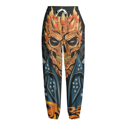 Fire Punk Devil Print Fleece Lined Knit Pants
