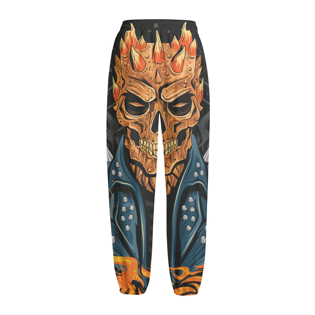 Fire Punk Devil Print Fleece Lined Knit Pants