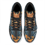 Fire Punk Devil Print High Top Leather Sneakers
