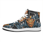 Fire Punk Devil Print High Top Leather Sneakers