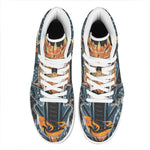 Fire Punk Devil Print High Top Leather Sneakers