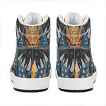 Fire Punk Devil Print High Top Leather Sneakers