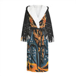 Fire Punk Devil Print Hooded Bathrobe