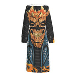 Fire Punk Devil Print Hooded Bathrobe