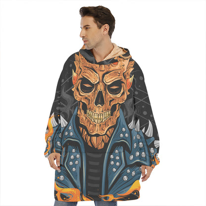 Fire Punk Devil Print Hoodie Blanket
