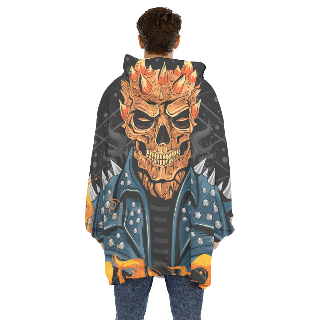 Fire Punk Devil Print Hoodie Blanket