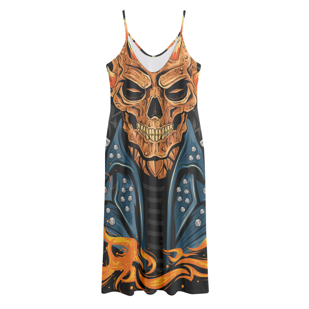 Fire Punk Devil Print Jersey Midi Cami Dress