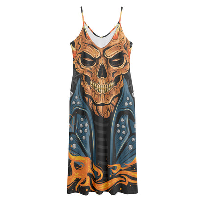 Fire Punk Devil Print Jersey Midi Cami Dress