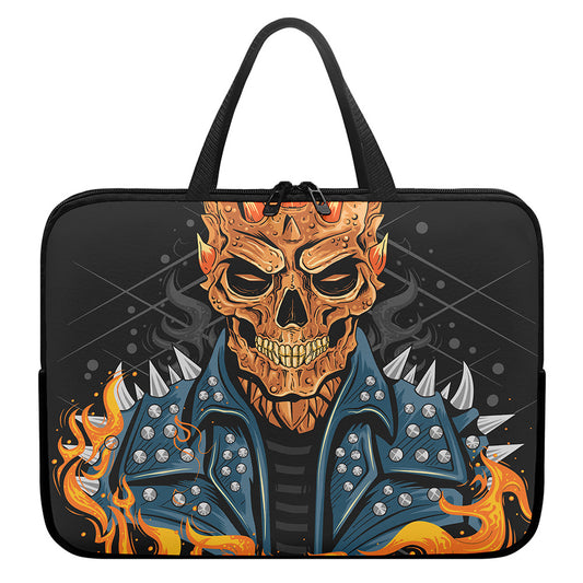 Fire Punk Devil Print Laptop Sleeve With Handle