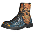 Fire Punk Devil Print Lace-Up Boots