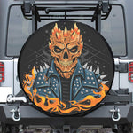 Fire Punk Devil Print Leather Spare Tire Cover