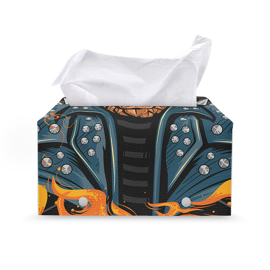 Fire Punk Devil Print Leather Tissue Box Cover