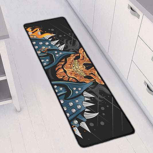 Fire Punk Devil Print Long Kitchen Mat