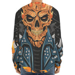 Fire Punk Devil Print Long Sleeve Baseball Jersey