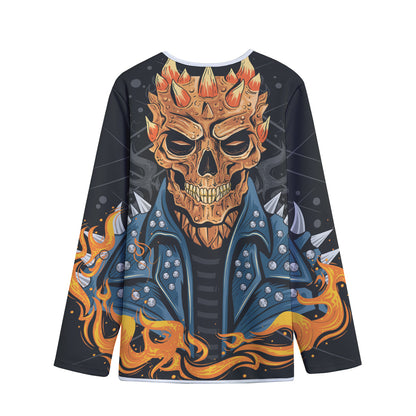 Fire Punk Devil Print Long Sleeve Short Coat