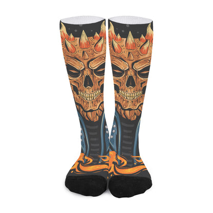 Fire Punk Devil Print Long Socks