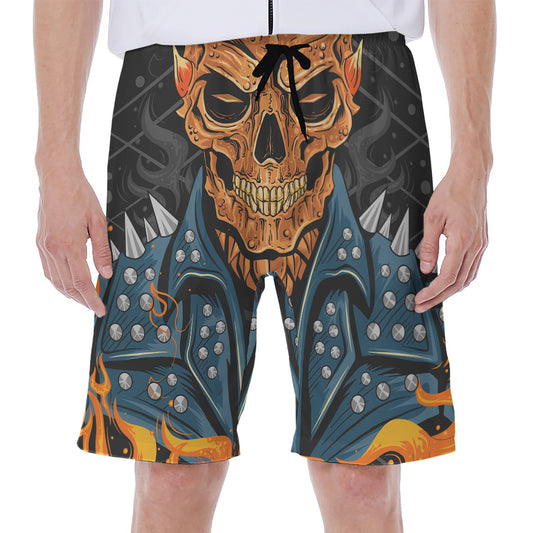 Fire Punk Devil Print Men's Beach Shorts