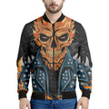 Fire Punk Devil Print Men's Bomber Jacket