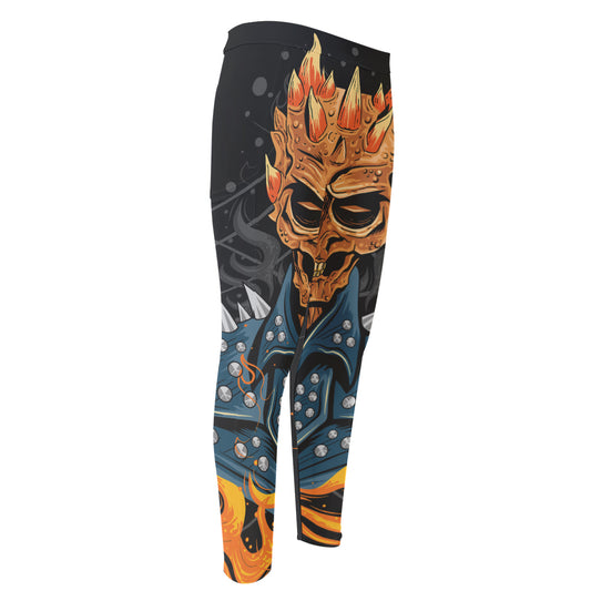 Fire Punk Devil Print Men's Compression Pants