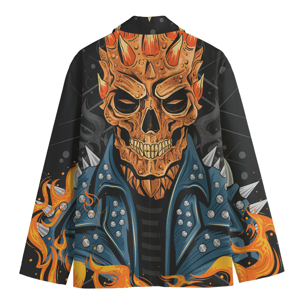 Fire Punk Devil Print Men's Cotton Blazer
