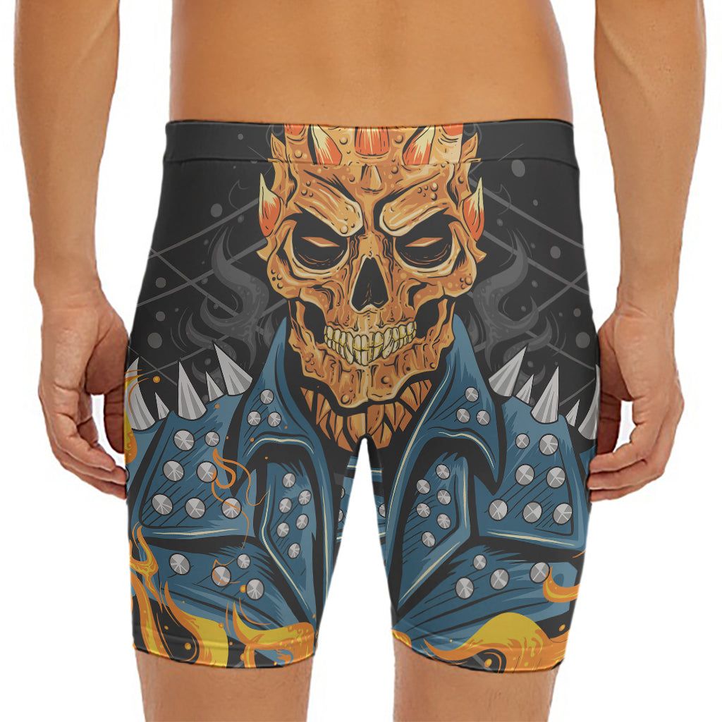 Fire Punk Devil Print Men's Long Boxer Briefs