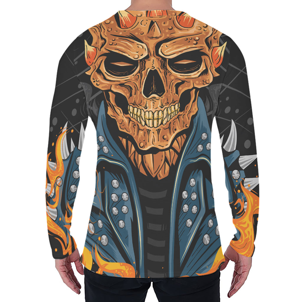 Fire Punk Devil Print Men's Long Sleeve T-Shirt