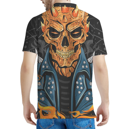 Fire Punk Devil Print Men's Polo Shirt