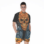 Fire Punk Devil Print Men's Rompers
