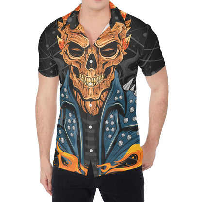 Fire Punk Devil Print Men's Shirt
