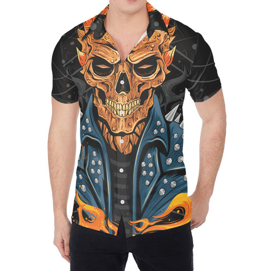 Fire Punk Devil Print Men's Shirt